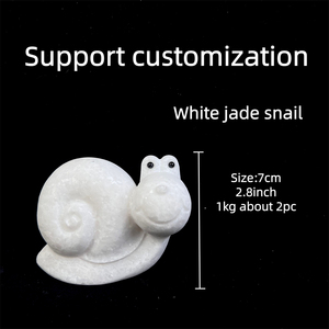 Wholesale Polished Natural <strong>Stones</strong> Home Decoration Crystal Carving Craft <strong>White</strong> <strong>Jade</strong> Snail for Souvenir - Product Image 4