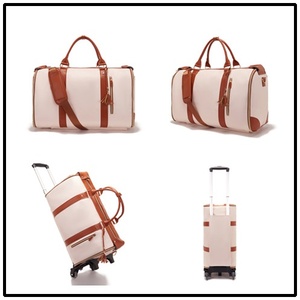 Sac de voyage pratique en cuir PU de grande taille, sac à roulettes, valise à roulettes, sac de voyage pour vêtements, sac de week-end, sac baril - Product Image 4