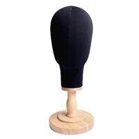 Accessoires de perruque de chapeau de tête de mannequin en lin moule de tête de spectacle avec base en bois massif