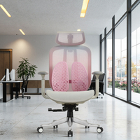 Chaise de bureau économique moderne avec appui-tête réglable 4D, dossier haut en maille, pivotante, réglable en hauteur, ergonomique, soutien lombaire automatique, base en acier