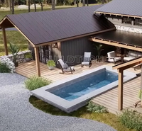 Maison modulaire de luxe en forme de U Maison préfabriquée à toit à double pente avec piscine privée Design et finitions haut de gamme