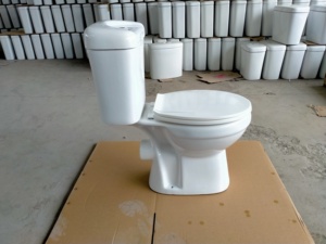 Ensemble de sanitaires en céramique européenne à double chasse, WC, lavabo sur colonne, lavabo à poser, siphon en P pour salle de bain, vente en gros à prix abordable - Product Image 3