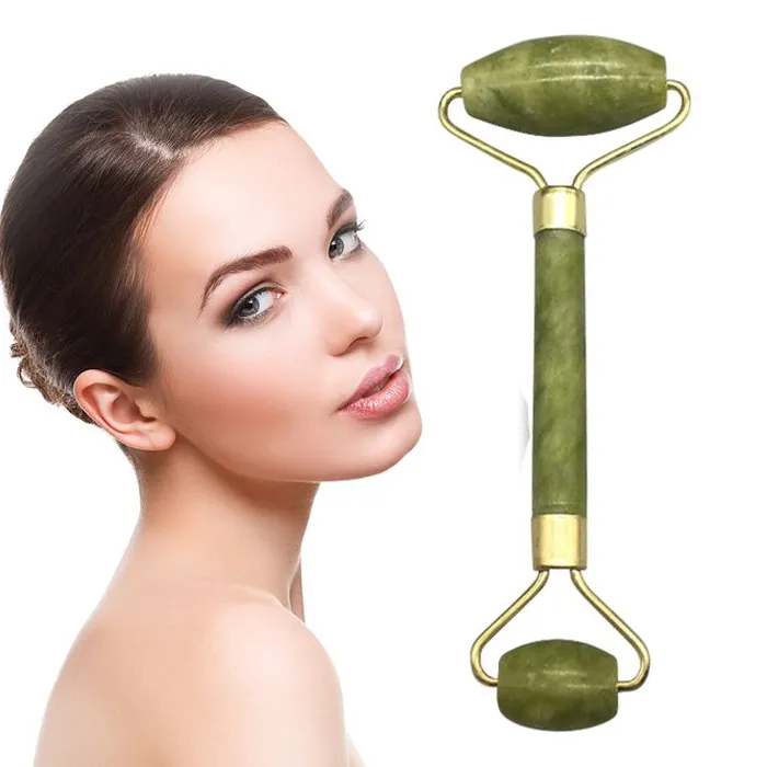 Mini mặt màu xanh lá cây Derma CuộN Nephrite màu hồng tự nhiên nhiệt bóng ngọc bích Aventurine Con lăn đá màu đen màu hồng cho khuôn mặt thiết lập Massager