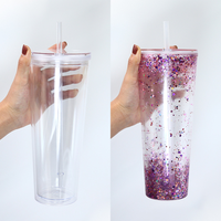 Bouteille isotherme en plastique double paroi de 24 oz avec paille, design transparent type Mason, couvercles colorés, bouchon intérieur, isolation thermique