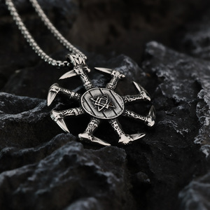 yunnique Men's Stainless Steel Viking <b>Cross</b> Pendant Necklace Geometric Design Asymmetry Gift Jewelry - Product Image 1