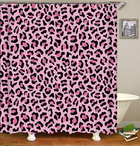 4 PCS/Set Rideau de douche imprimé léopard rose <span class=keywords><strong>Chic</strong></span> Wildlife African Wild Animal Cheetah Bathroom Accessories Home Decor in Stock - Product Image 3