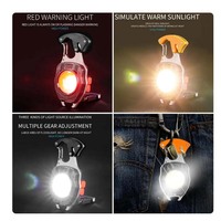 Porte-clés magnétique puissant COB lampes de travail, lampe de poche rechargeable USB 3modes avec ouvre-bouteille