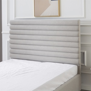 Letto Matrimoniale Moderno in Tessuto di Lino Grigio Lussuoso, Letto Morbido per Camera da Letto King o Queen Size - Product Image 3