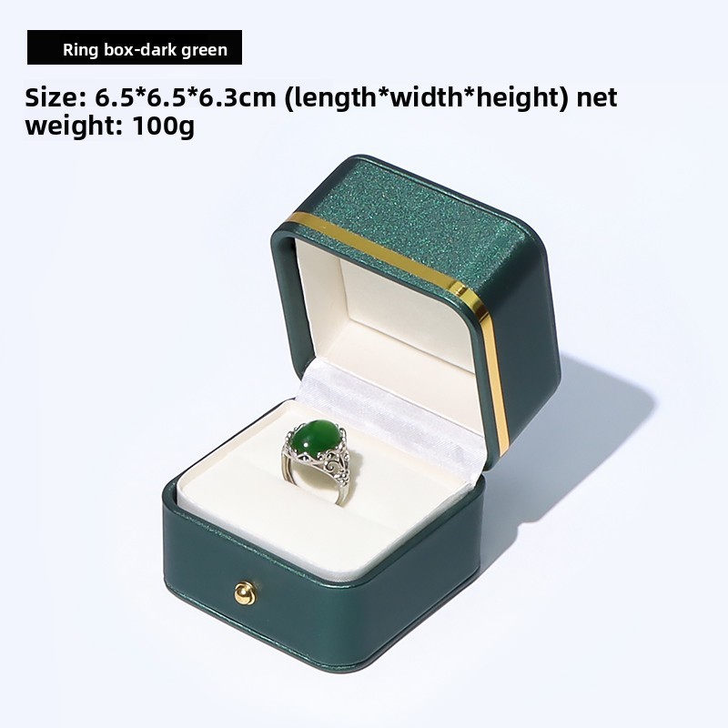 Boîte à bague intérieure blanche vert foncé [6,5*6,5*6,3 cm]