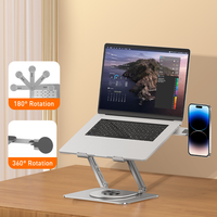 Support d'ordinateur portable ergonomique de bureau avec station d'extension, support d'ordinateur portable réglable à 360° avec support magnétique pour téléphone