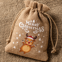 Pochette personnalisée réutilisable imprimée, sac de rangement durable en lin avec cordon de serrage pour emballage cadeau, sac de rangement en coton naturel et lin, sac en jute