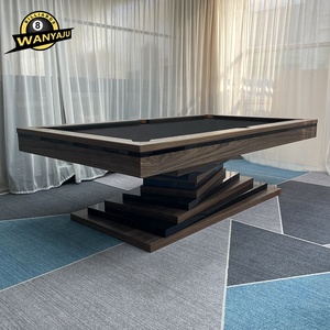 Table de billard en bois massif 7/8/9FT avec poches en <span class=keywords><strong>cuir</strong></span>, tissu haute vitesse, compatible avec les queues de snooker, conversion 3-en-1 pour salle à manger intérieure - Product Image 1