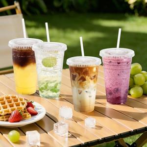 2000 Pack 24 Oz Disposable Clear <b>Plastic</b> Lids <b>Straws</b> | Leak-Proof Sturdy Cold <b>Drink</b> Cups Iced Coffee Smoothies - Product Image 5