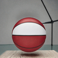 Ballon de basketball personnalisé avec logo, panneau blanc vierge, en cuir PU rouge, durable, pour l'entraînement, avec texture antidérapante, pour équipe et école