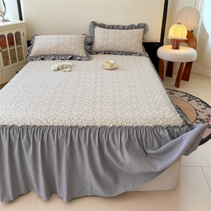 Juego <span class=keywords><strong>de</strong></span> Falda <span class=keywords><strong>de</strong></span> Cama Moderna <span class=keywords><strong>de</strong></span> <span class=keywords><strong>Tres</strong></span> Piezas, <span class=keywords><strong>de</strong></span> Algodón Perla Lavado, Antipilling, Doble Capa, Transpirable y Estampada - Product Image 4