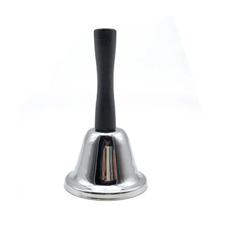 Factory 65mm 75mm Matt Bright Silver Brass Hand Bell Office desk cell restaurant table calling bell Christmas class call bell