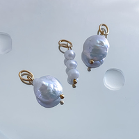 Breloque Emanco PVD en or 14 carats avec perle d'eau douce ronde, en acier inoxydable anti-ternissement, pièces de bijoux minimalistes à faire soi-même