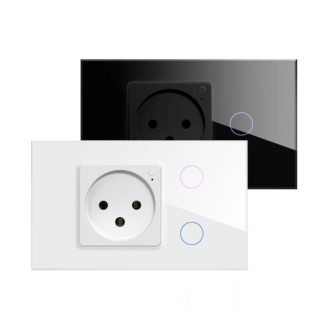 Wifi 2 Gang Smart Home Wall Plugs and Switch Socket Smart Tuya Israel Standard Sockets and Switch Zigbee