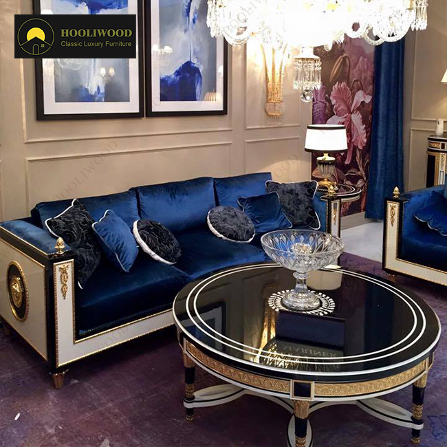 Luxury Royal Blue Couch Elegant Sofa for Living Room