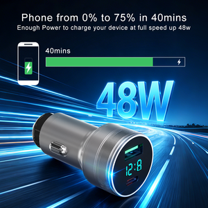 SChitec Aluminum Alloy 48W <b>USB</b> Car Charger Dual ports QC18W PD48W Fast Charging Car Charge <b>Adapter</b> for Cars - Product Image 3