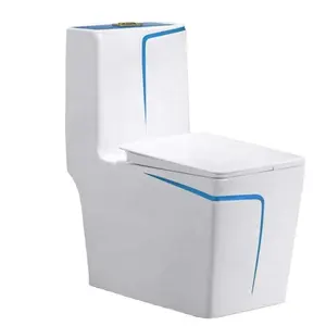 Wholesale golden Line white color Royal Style Ceramic One Piece toilet for bathroom
