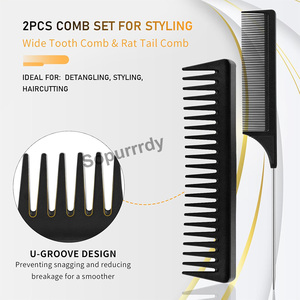 Brosse à cheveux personnalisée avec logo, brosse à cheveux plate pour hommes et femmes, brosse à cheveux ronde pour chignon et peigne à queue de rat, ensemble de brosses et peignes à dents larges pour le coiffage - Product Image 5