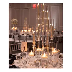 Long clear wedding candlestick holder glass candle holder wedding decorations for table decor