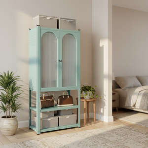 Großhandel Langlebige Offene Stahlregal-Kleiderschränke Mit Tür und Aufbewahrungsfächern Geeignet für Schlafzimmer Wohnzimmer und Hotel - Product Image 2