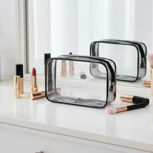 Bolsa de PVC transparente cosmética de diseño personalizado Neceser de maquillaje para mujer proveedor al por mayor bolsa de lavado de viaje impermeable - Product Image 1