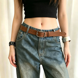 <span class=keywords><strong>Ceinture</strong></span> coréenne vintage pour femme en daim synthétique avec boucle ardillon en alliage, largeur 3,2 cm, pour jeans, pantalons et robes - Product Image 2
