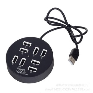 Hub USB 2.0 rond à 8 ports, adaptateur d'extension pour ordinateur avec corps en plastique, en stock, pas de prise requise - Product Image 2