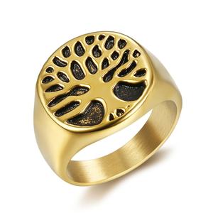 Hip-hop Stainless Steel Viking Jewelry Unisex Fashionable Punk Tree Life <b>Ring</b> High Quality Inlay for Engagement Party - Product Image 1