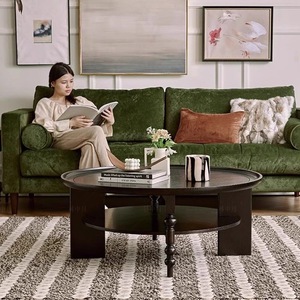 طاولة قهوة فرنسية فاخرة من الخشب الصلب باللون الأسود والبني مع تصميم كلاسيكي بسيط لغرفة المعيشة - Product Image 2