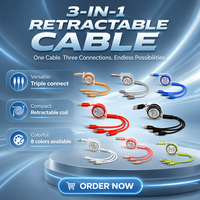 Cable USB Retráctil 3 en 1 con Logotipo Personalizado, Conector Múltiple Tipo-C, Micro USB, Cables de Carga Originales para Teléfono Celular