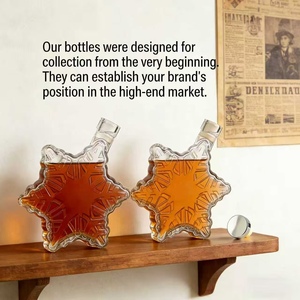 Bottiglia di Vetro dalla Forma Unica per Tequila 500ml, Antigoccia, Ricaricabile con Tappo in Sughero, Serigrafata, Vuota - Product Image 2