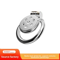 Dispositif de chasteté en métal CB, type cage, manuel, pour entraînement gay, avec anneau de verrouillage plat, vagin artificiel pour masturbation, 100%