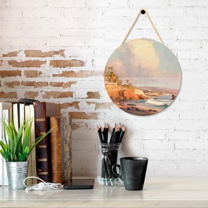 Décoration murale ronde en bois, motif végétal circulaire, décoration pour la maison, pour événements et fêtes, emballage en une seule pièce - Product Image 3