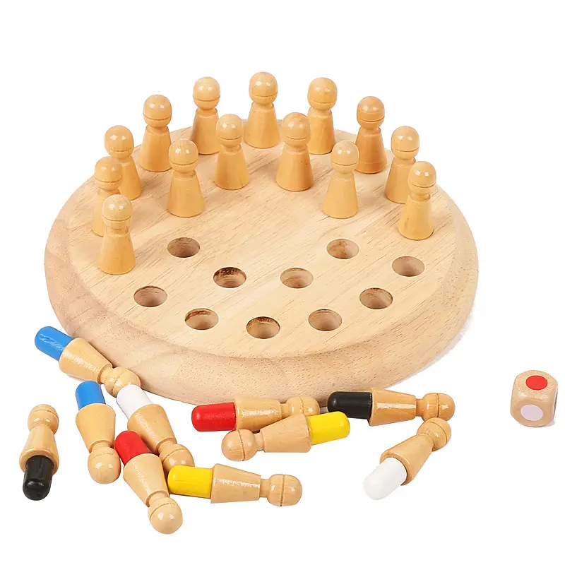 Children wooden memory chess toy match stick chess game wooden toys educational