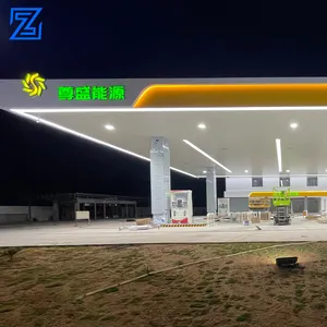 Básias de dossel 3D para posto de gasolina com design moderno