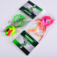 WildTrek 60g-200g Leurre Jig Head Kabura Snapper Slider avec jupe en silicone et doubles hameçons, appât dur pour eau salée, pour la pêche au bar et au cabillaud en eau lente