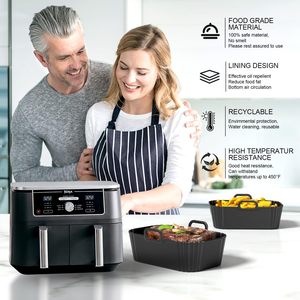 <strong>UK</strong> Hot Reusable Rectangle <strong>air</strong> <strong>Fryer</strong> Food Safe <strong>air</strong> <strong>Fryer</strong> Silicone Baking Pan Pot Basket Silicone <strong>Liner</strong> for Ninja Dual - Product Image 5