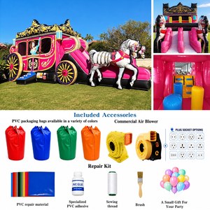 Château Gonflable Combo Princesse avec Toboggan, Utilisation Sèche et Humide, pour Fête d'Anniversaire de Fille, Usage Commercial - Product Image 2