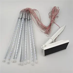 Luces LED de tubo de meteorito, iluminación de vacaciones, energía Solar, 35cm, 36LED