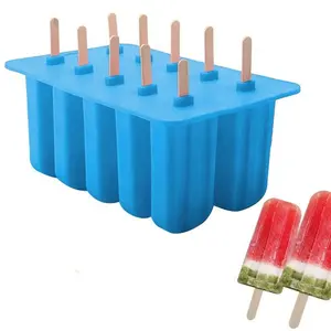 Frozen Novelty Non-sticker Reusable Durable Soft Silicone Funnel Ice Cream Pop Stick Maker Popsicle Molds With Attached Lids