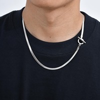 Collier à maillons épais imperméable, design simple et plat, chaîne de serpent, chaîne pour cadeaux