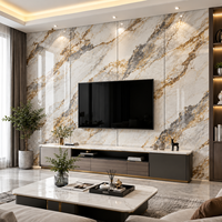 Panneau mural décoratif intérieur moderne en PVC, feuille de marbre ignifuge anti-UV, haute brillance, imperméable, personnalisable pour la maison et l'hôtel