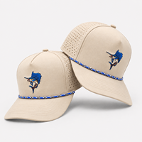 Casquette de golf à cinq panneaux avec logo brodé personnalisé, fabrication OEM, faible MOQ, nylon de haute qualité, fermeture auto-agrippante, sports de plein air
