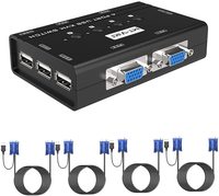 MT-VIKI Vente Chaude Commutateur KVM VGA USB 4 Ports pour Ordinateur de Bureau, Boîtier Sélecteur 4 Ports Commutateur KVM VGA USB