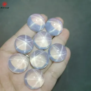 Bán Buôn Sapphire Trắng Tổng Hợp Corundum Sao Sapphire Đá Vòng Cabochon Phẳng Lại Đá Quý Sao Sapphire