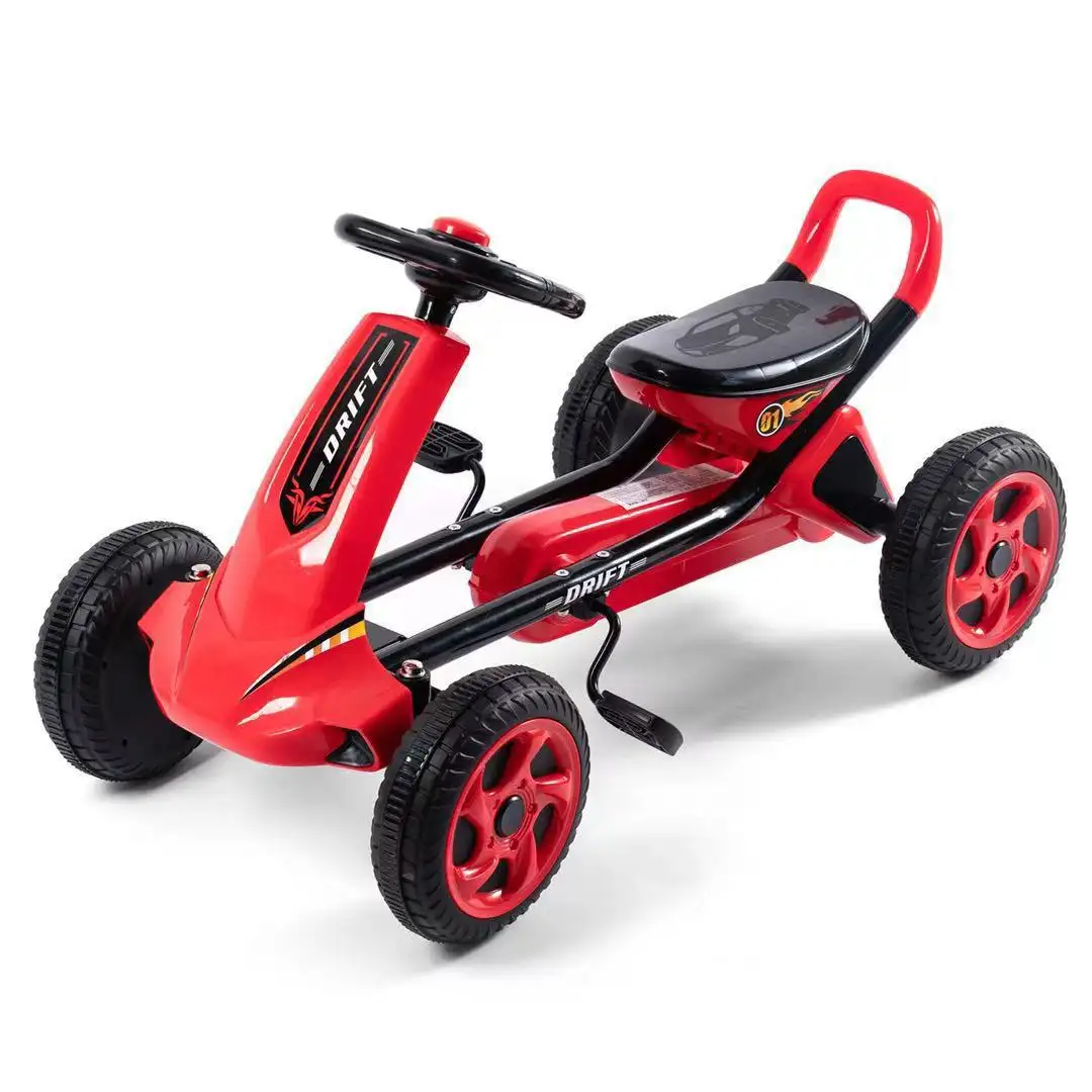 Pedal de cuatro ruedas para Kart, Pedal de pie negro, palanca de freno de goma, juguete de conducción para Go Kart, coche para niños